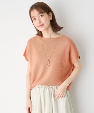 ANY 【洗濯機可/アンチピリング/UVカット】アクリルガーターフレンチスリーブニット コーラル