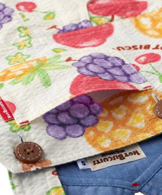 MIKI HOUSE HOT BISCUITS 【ビーンズ×フルーツシリーズ】【70-110cm】5分丈オーバーオール アイボリー