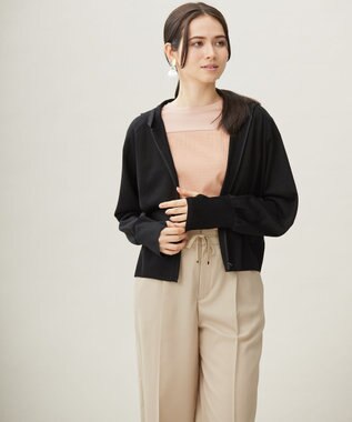 自由区 L 【接触冷感・UVケア・洗える】ファンクショナルジップアップ パーカー ブラック