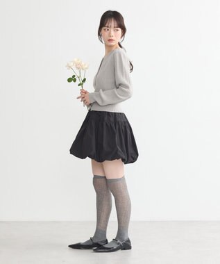 earth music&ecology ミニケーブルコンパクトカーディガン Light Gray