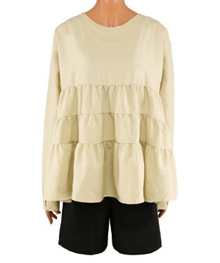 San-ai Resort（三愛水着楽園） 【WEB限定】5点セット キャップ付きUVカットタンキニ+ティアードラッシュセット水着【BeachQueen(ビーチクイーン）】 ベージュ