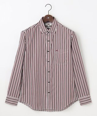 JOSEPH ABBOUD 【オーガニックコットン・柔らかな肌触り】カラーストライプ シャツ ワイン系1