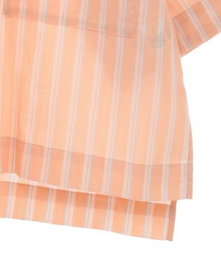 Green Parks 綿麻混５分袖ターンバックシャツ Orange