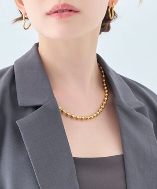 Phoebe 【金属アレルギー対応】ドットラインネックレス　ゴールド/ステンレス ゴールド