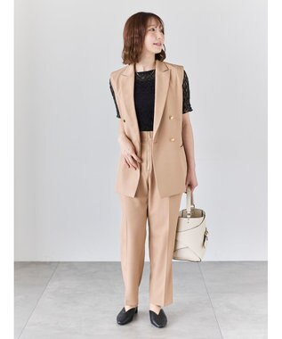 Te chichi リネンライクダブルブレストジレ(セットアップ可) ベージュ