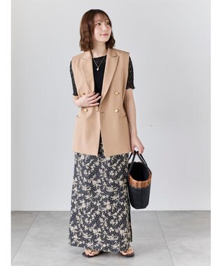 Te chichi リネンライクダブルブレストジレ(セットアップ可) ベージュ