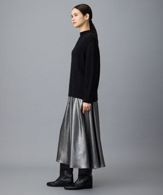 自由区 L 【カタログ掲載】シャイニーギャザー スカート ブラック