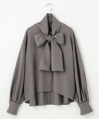 #Newans 【洗濯機可】ビックリボンパウダリーブラウス チャコール