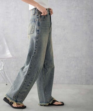 WEGO ヴィンテージウォッシュカーブデニムパンツ デニム中濃加工色