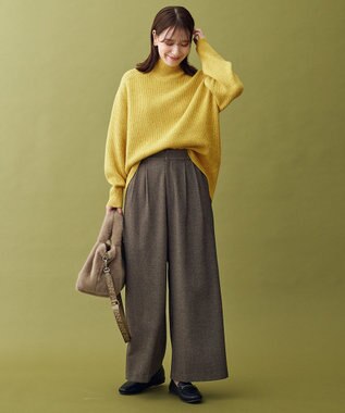 ANY L 【ウエストゴム】ライトツイードパンツ ブラウン