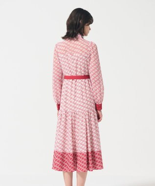 GRACE CONTINENTAL モノグラムプリントレイヤードワンピース レッド
