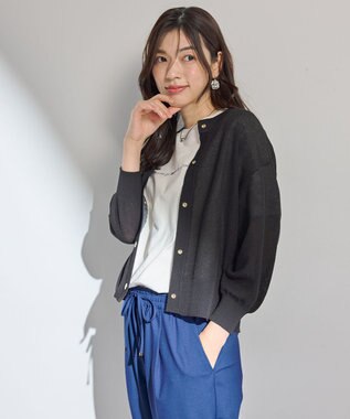 ANY シアーニットショートカーディガン ブラック