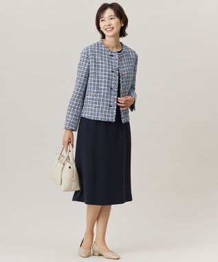 J.PRESS LADIES 【セットアップ対応・洗える】セラテリーダブルクロス ワンピース ネイビー系