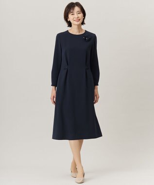 J.PRESS LADIES 【セットアップ対応・洗える】セラテリーダブルクロス ワンピース ネイビー系