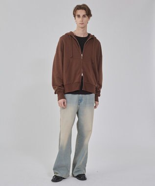 WEGO 【ユニセックス着用ITEM/ウエスト調整可】フレアデニムパンツ デニム淡加工色