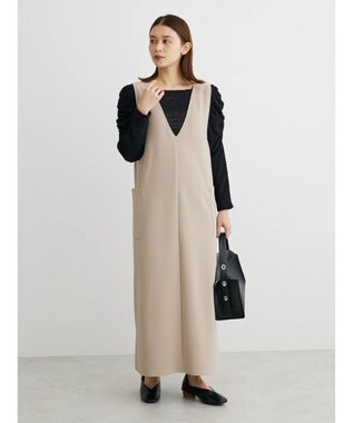 Green Parks ・ＥＬＥＮＣＡＲＥ　ＤＵＥ　２ｗａｙＶネックジャンスカ Gray Beige