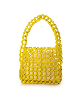 UNBILLION カシュカシュ cachecache / カラフルウッドビーズワンハンドル手提げ イエロー