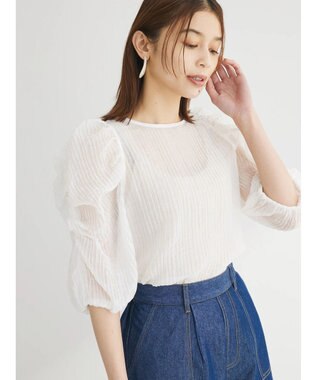 Green Parks ・ＡＮＤ　ＳＥＡＲＣＨ　シアーパワーショルダーブラウス Off White