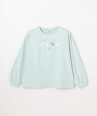 ANY KIDS 【綿100%】ネコアソート 長袖Tシャツ ミント