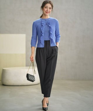 組曲 ライトダブルクロス テーパードパンツ ネイビー系