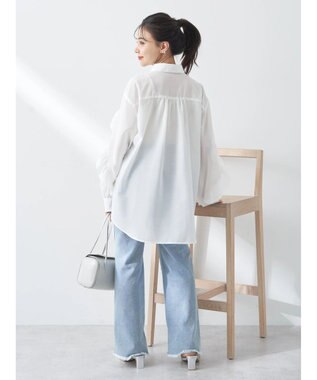 earth music&ecology フリルスリーブシャツ Ivory