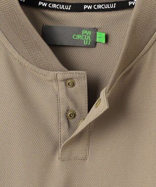 PW CIRCULUS 【吸水速乾 / UV遮蔽率99% UVカット / ストレッチ】【MEN】ベースボールカラーポロシャツ ゴルフ ベージュ系