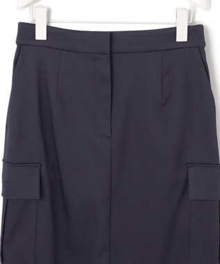 ICB L 【洗える】ウォームサテン カーゴスカート ネイビー系