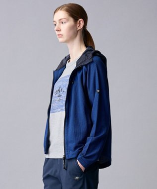 JOSEPH ABBOUD MOUNTAIN 【ゆったり】プレーティング天竺 リーフプリントアウトドア Tシャツ ライトグレー系