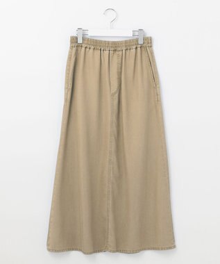 自由区 L 【セット可/洗える】テンセルデニム ロングスカート ベージュ系