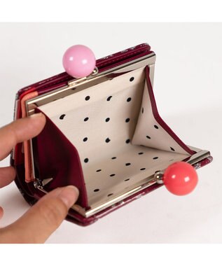 tsumori chisato CARRY グリッターフラワー がま口 ミニ財布 ボルドー