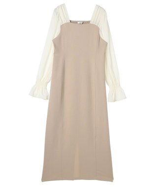 earth music&ecology ショルダードッキングワンピース Beige