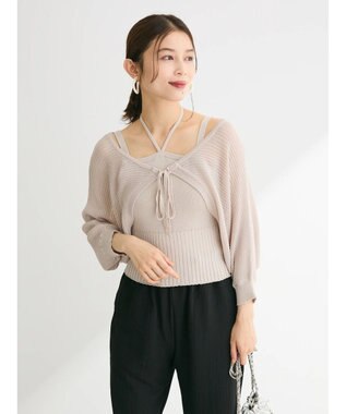 Green Parks ・swing by SET2点ニットボレロ&ニットキャミ Gray Beige