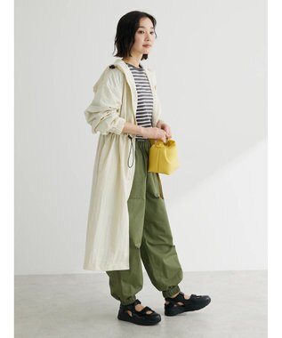 Green Parks フーデットロングコート Ecru