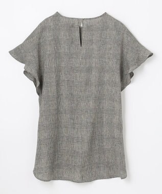 ANY 【洗える】ライトリネンクロスフレアスリーブ ブラウス グレンチェック