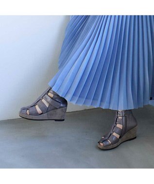 MODE ET JACOMO <D'ICI>グラディエーターウエッジブーツサンダル グレーメタリック