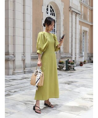 Green Parks AnriettMusee バックカットワークワンピース Lime Green