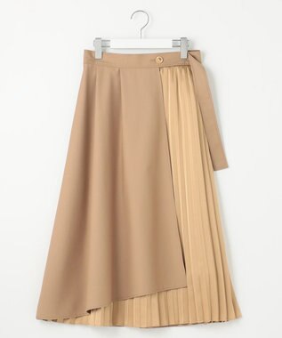 Feroux 【洗える】プリーツコンビ スカート ベージュ系