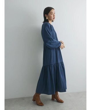 Green Parks armonia. ティアード配色パイピングワンピース Navy