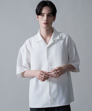 WEGO 【速乾/しわになりにくい/MLサイズ展開】ドライポリオープンカラーシャツ（SS） ホワイトその他