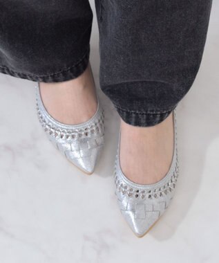 Bridget Birkin 【Bridget Birkin】編み込みフラットシューズ シルバー