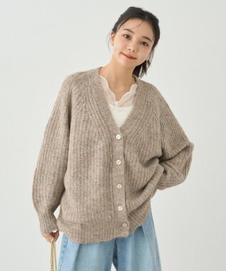 earth music&ecology ふわふわＭＩＸヤーンカーディガン Beige