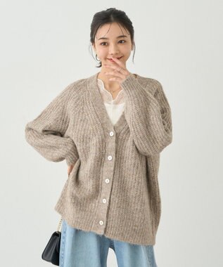 earth music&ecology ふわふわＭＩＸヤーンカーディガン Beige