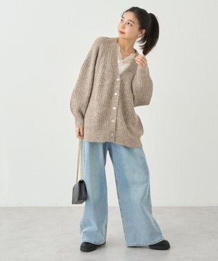 earth music&ecology ふわふわＭＩＸヤーンカーディガン Beige