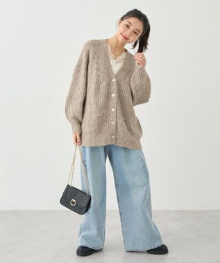 earth music&ecology ふわふわＭＩＸヤーンカーディガン Beige