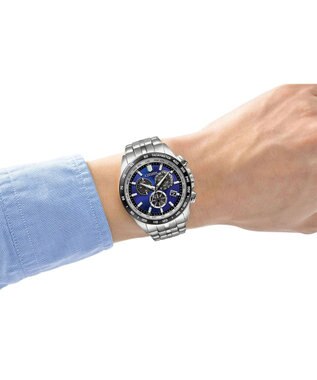 CITIZEN 【限定モデル】青い海の揺らめきを表現した「UNITE with BLUE」エコ・ドライブ電波時計クロノグラフ シチズンコレクション CB5874-81L ブルー