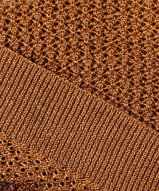 ICB L 【洗える】 シャインポリエステルクロッシェ ニットベスト ラセットブラウン系