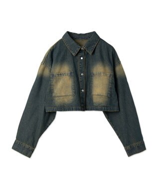 WEGO ヴィンテージウォッシュデニムショートシャツ デニム