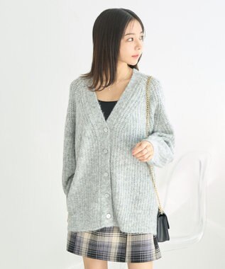 earth music&ecology ふわふわＭＩＸヤーンカーディガン Light Gray