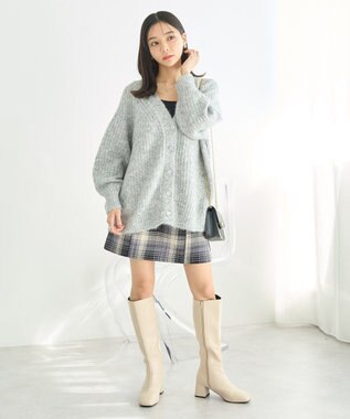 earth music&ecology ふわふわＭＩＸヤーンカーディガン Light Gray