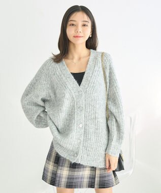 earth music&ecology ふわふわＭＩＸヤーンカーディガン Light Gray